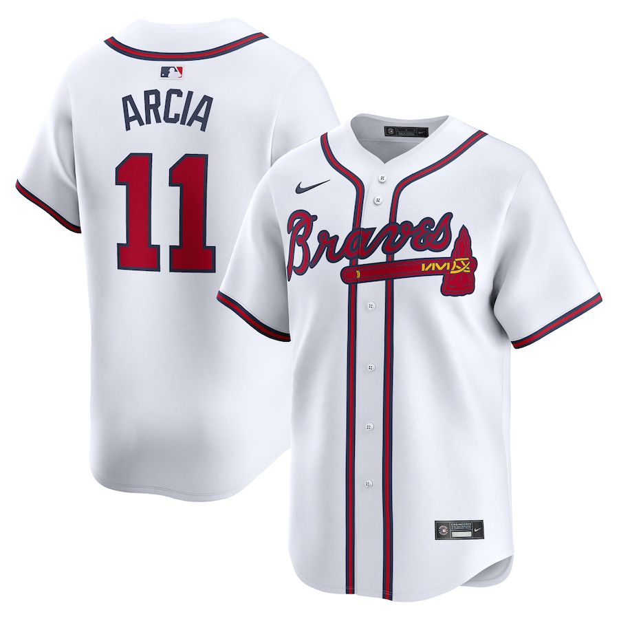 Men Atlanta Braves #11 Orlando Arcia Nike White Home Limited Player MLB Jersey->atlanta braves->MLB Jersey
